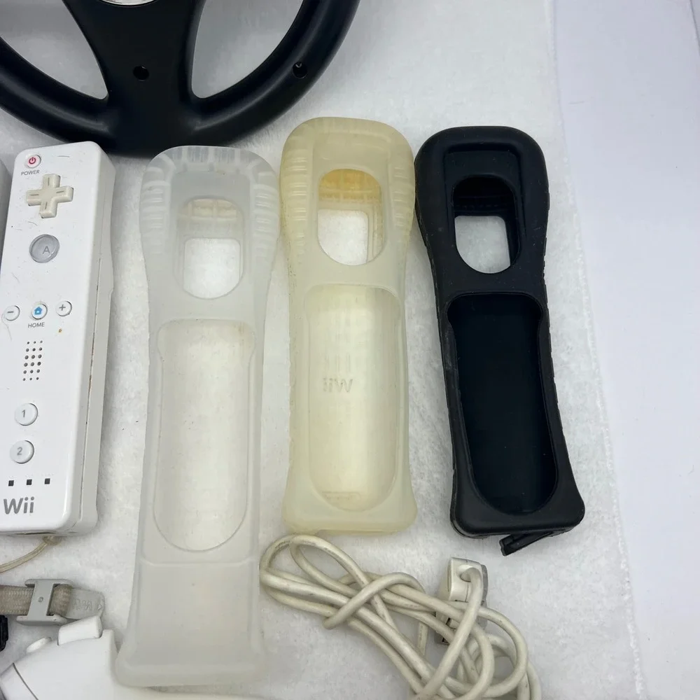 Nintendo Wii Controller Lot 15pc White Black Good Untested OEM Remotes Wheel